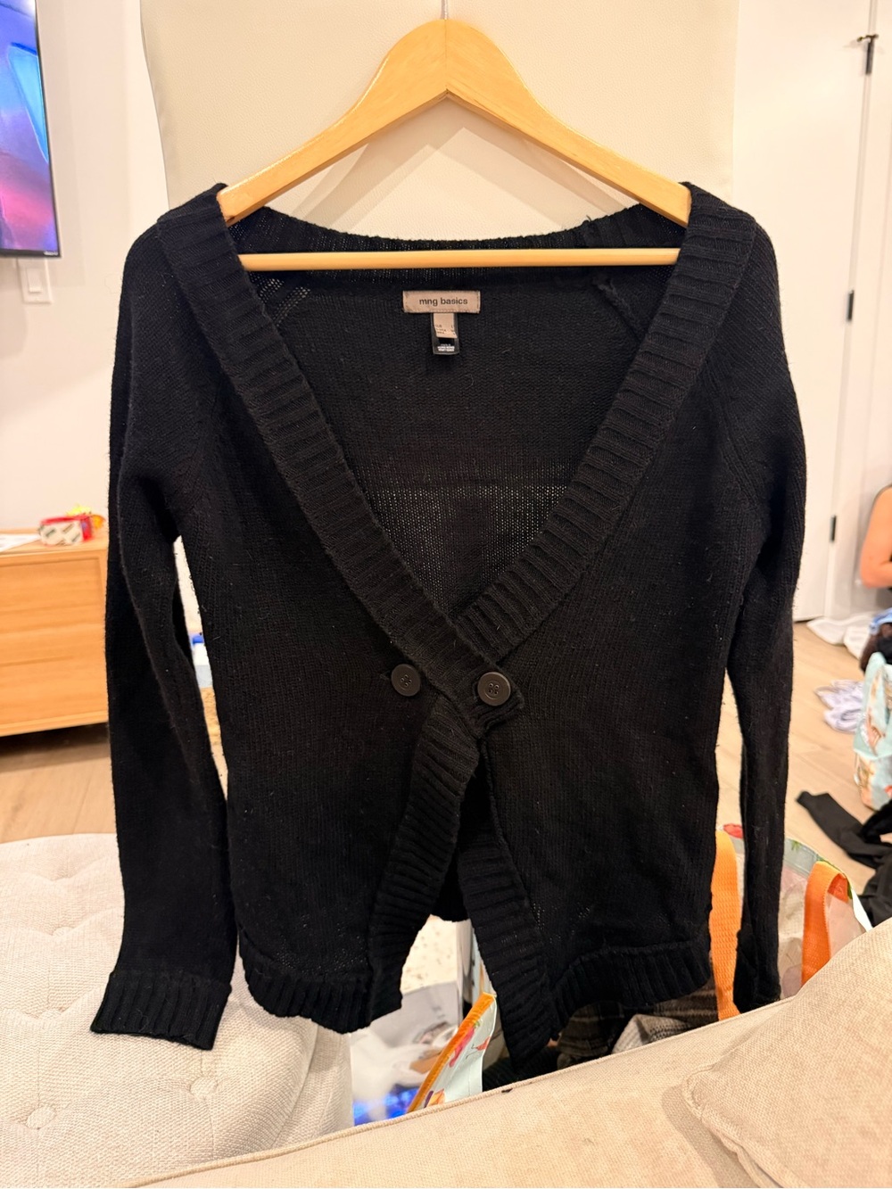 MNG Basics Black V-Neck Button-Front Cardigan